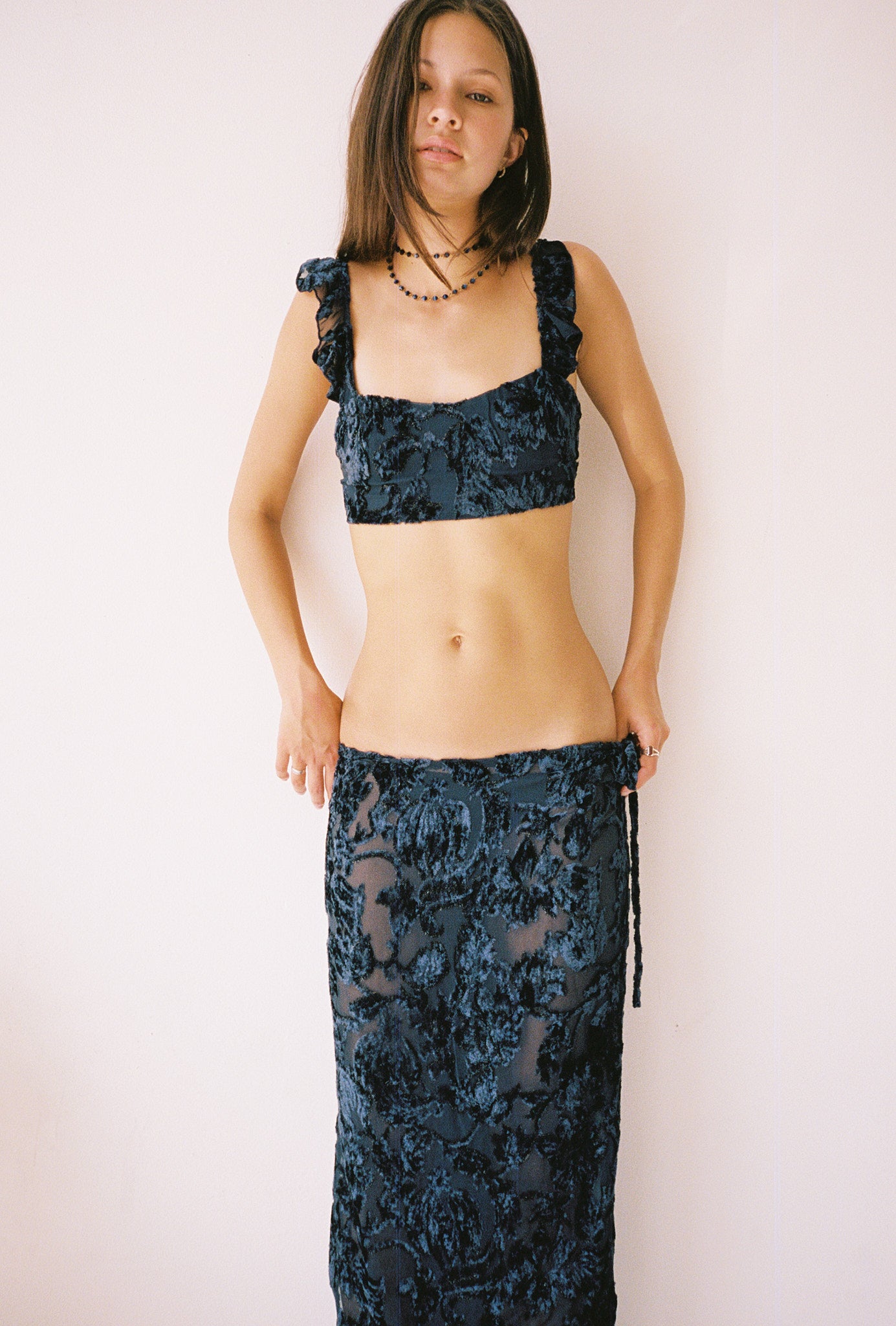 Black silk 2025 velvet skirt